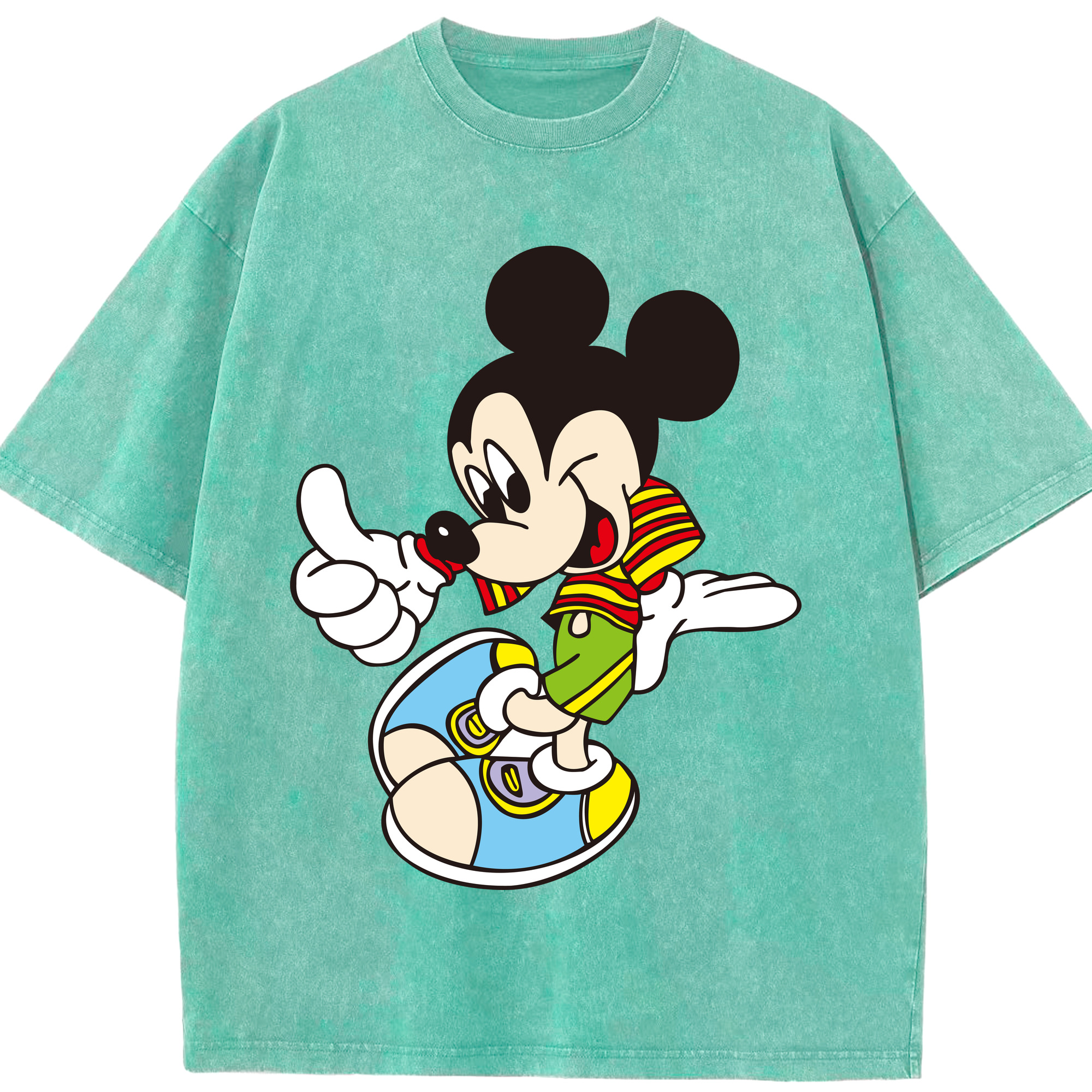 （画像用） ミッキーマウス Mickey Mouse 綿100% ヴィンテージ風 半袖Tシャツ（フロントプリント）